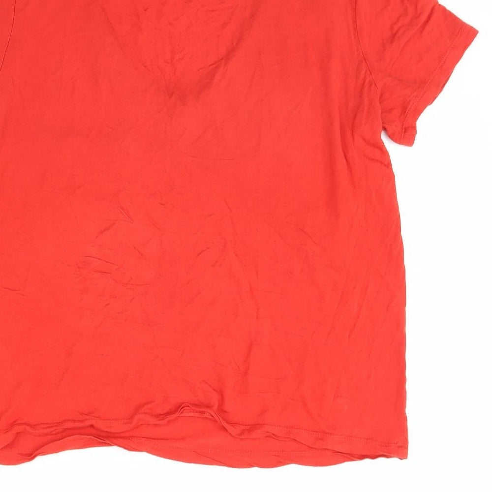 Womens UK Size 12 Warehouse Orange Basic T-Shirt