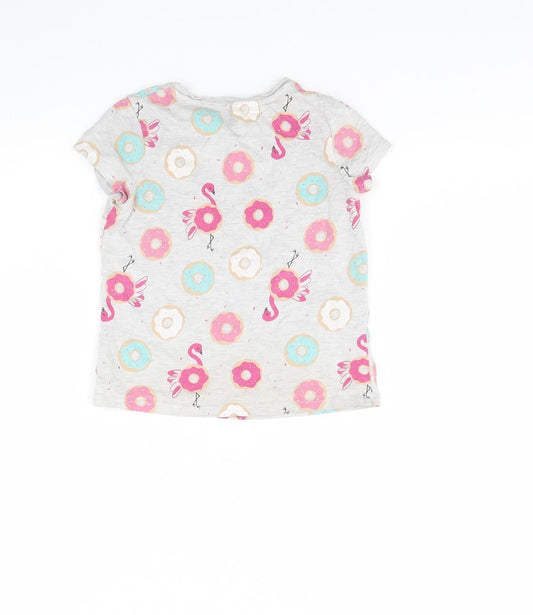 George Girls Grey Spotted Basic T-Shirt Size 6 Years - Doughnuts