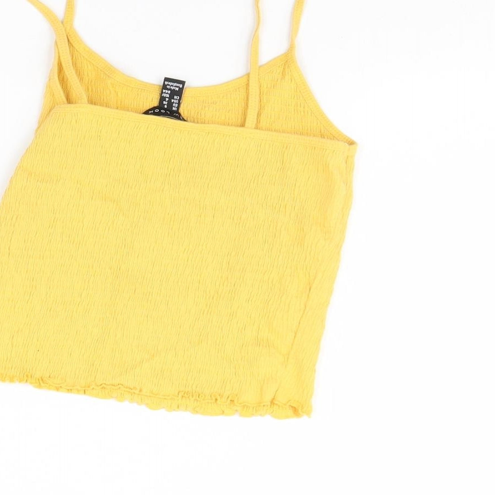 Womens UK Size 8 New Look Yellow Basic Tank