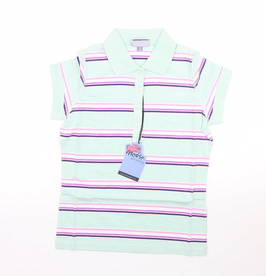 Womens UK Size 8 Moose Green Basic Polo