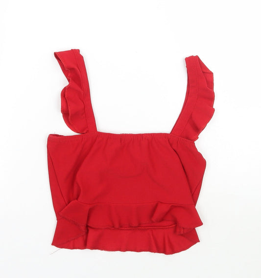 PRETTYLITTLETHING Womens Red Cropped Tank Size 8