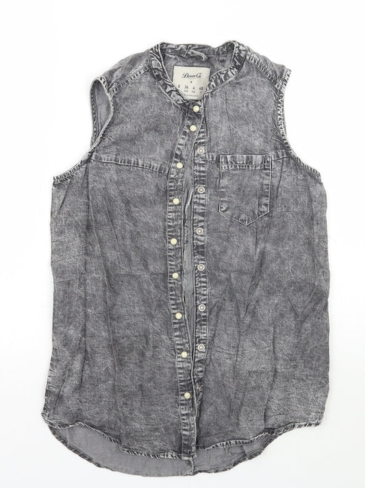 Womens UK Size 8 Denim co Grey Basic Button-Up