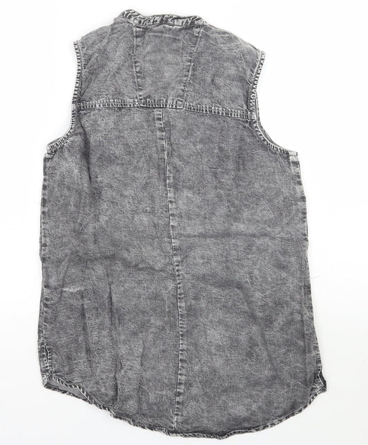 Denim co Womens Grey Basic Button-Up Size 8