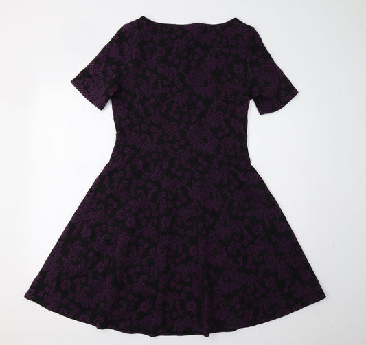 M&S Womens Purple Floral Bodycon Size 10