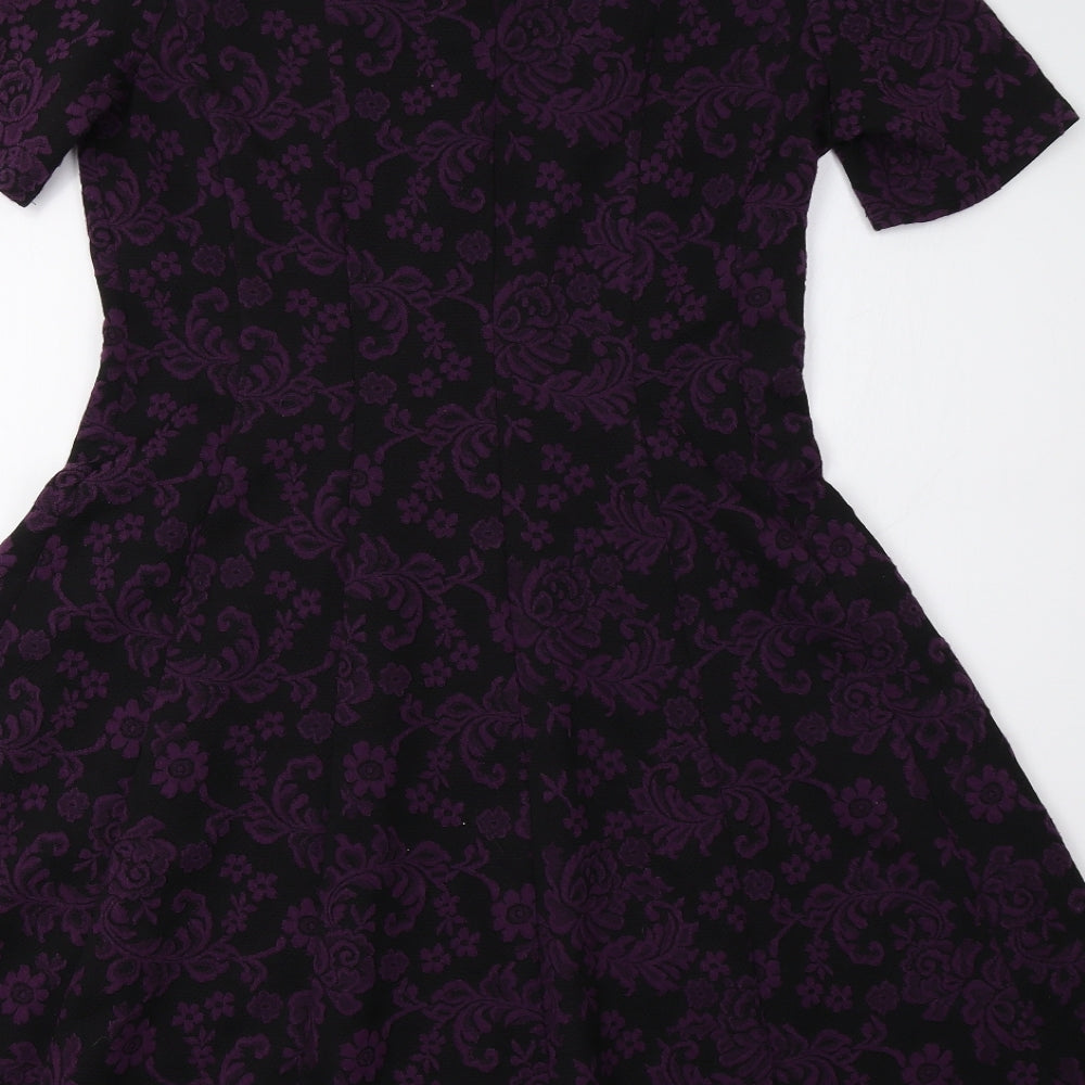 M&S Womens Purple Floral Bodycon Size 10