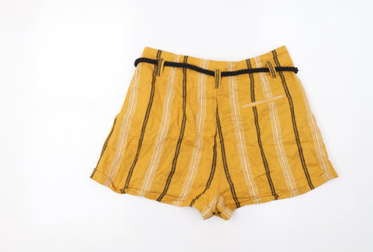 FOREVER 21 Womens Yellow Striped  Bermuda Shorts Size L