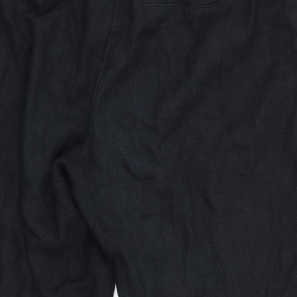 George Womens Black Cropped Trousers L20 in - Linen Look trousers