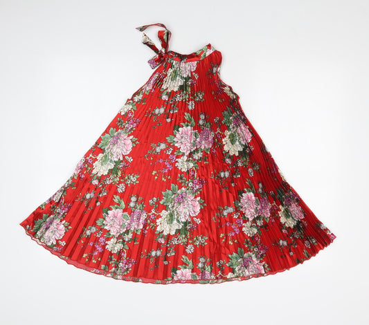 TANG YUAN Girls Red Floral A-Line