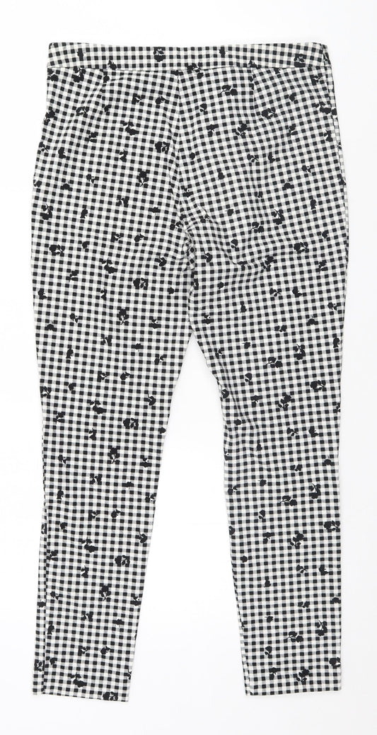 F&F Womens White Check Trousers Size 12 L25 in