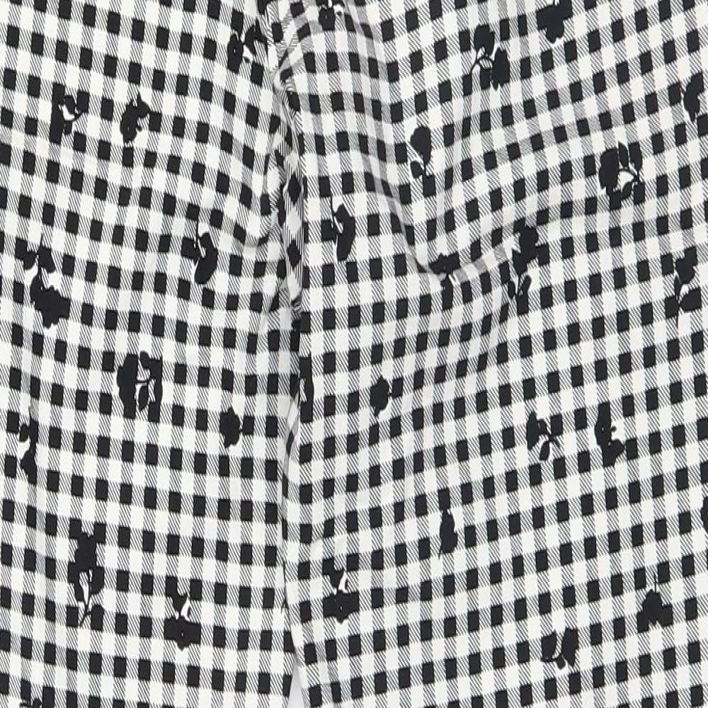 F&F Womens White Check Trousers Size 12 L25 in