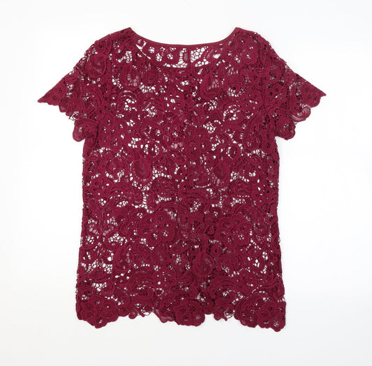 ANNE WEYBURN Womens Purple Floral Basic Blouse Size 12