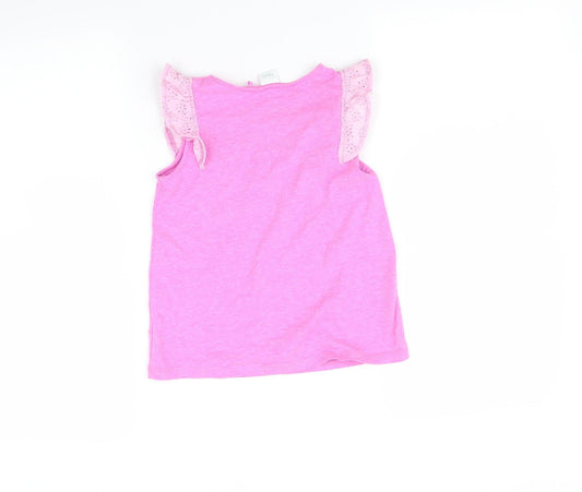 NEXT Girls Pink Basic T-Shirt Size 5-6 Years