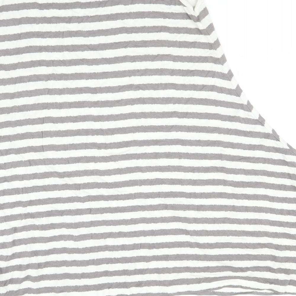 Soft B Womens Grey Striped Basic T-Shirt Size L