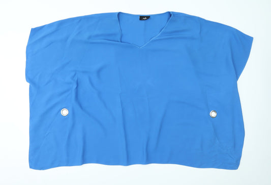 Wallis Womens Blue Poncho Size XL