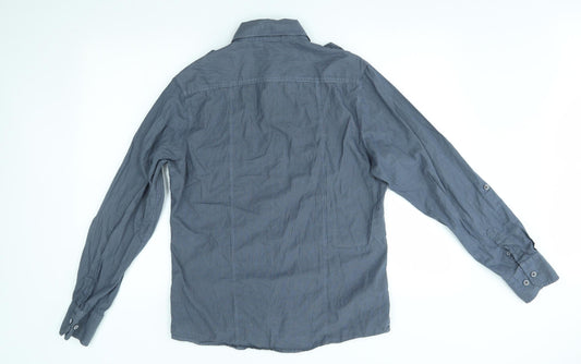 Topman Mens Blue Striped Dress Shirt Size M