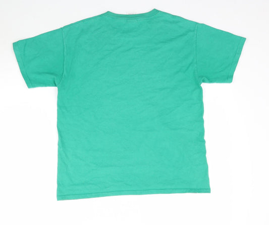 Gildan Boys Green Basic T-Shirt Size L - Frost Valley