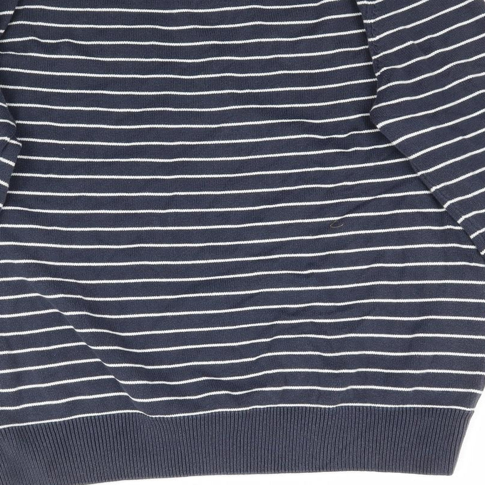 H&M Mens Blue Striped Knit Pullover Jumper Size L