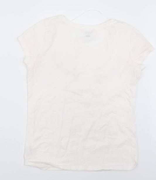 F&F Womens White Geometric Top Pyjama Top Size 6 - Christmas