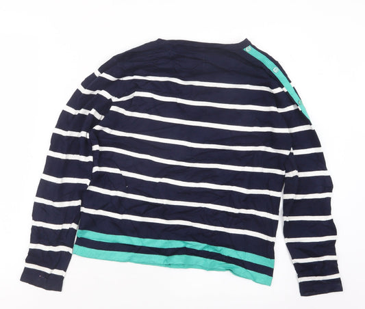M&Co Womens Blue Striped Pullover Jumper Size 14