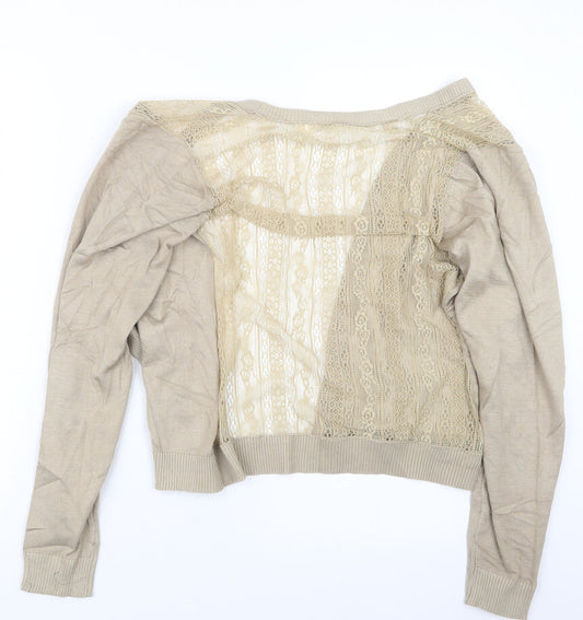 ChenKe Womens Beige Knit Cardigan Jumper Size M