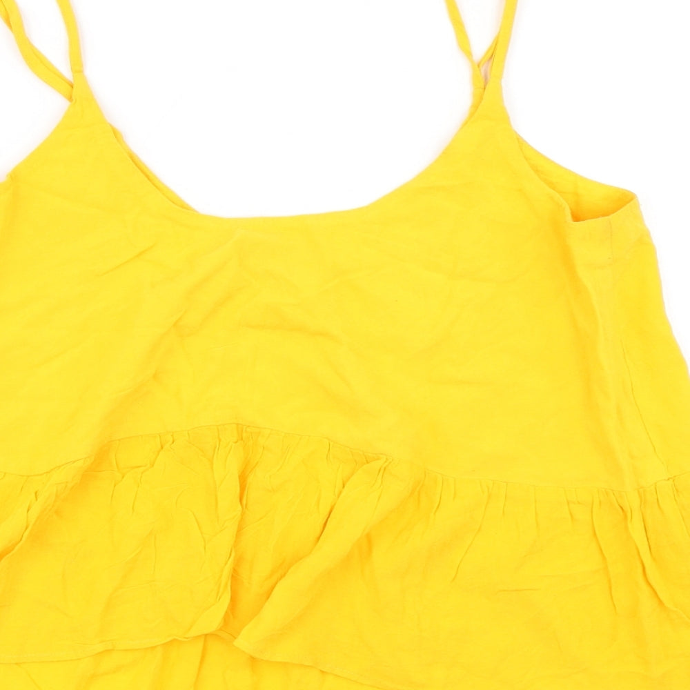 Womens UK Size 8 Topshop Yellow Camisole T-Shirt
