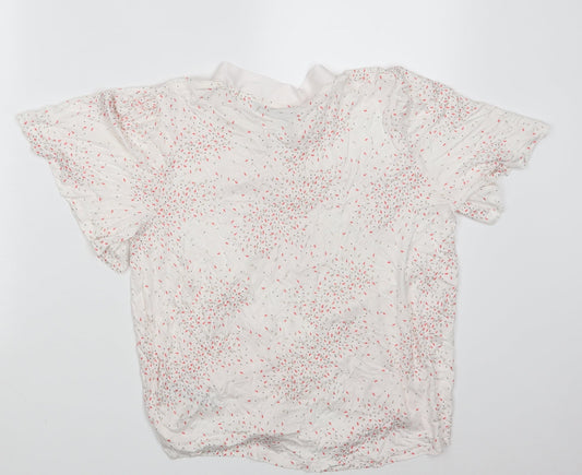 M&S Womens White Polka Dot Basic T-Shirt Size 10