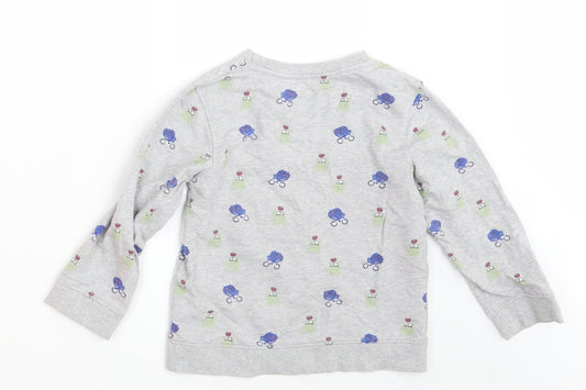 Mothercare Girls Green Animal Print Pullover Jumper Size 5-6 Years