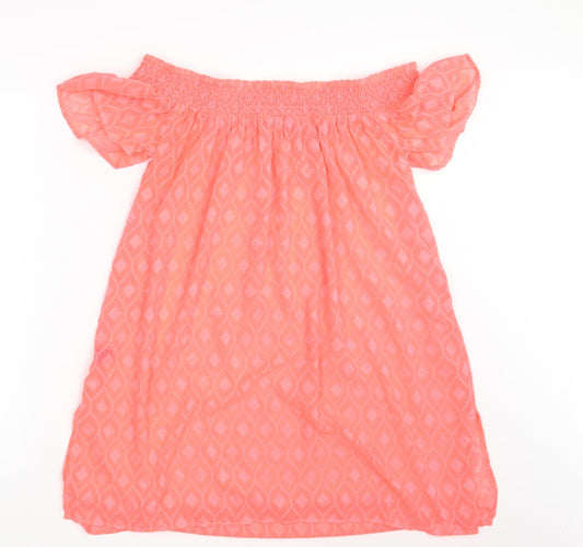 George Womens Orange Argyle/Diamond A-Line Size M