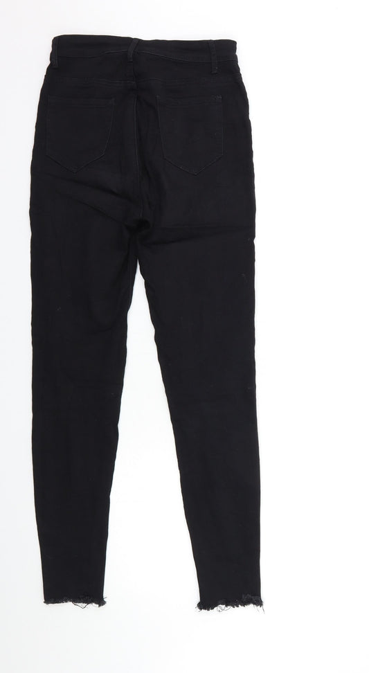 Womens UK Size S Preworn Regular Fit Skinny Black Jeans