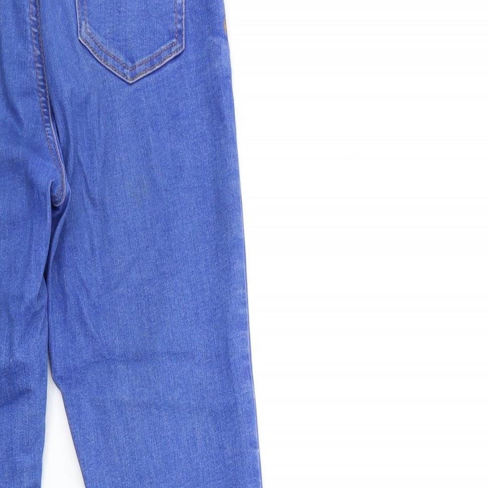 Brand and care label for Denim & Co. women’s blue denim skinny jeans, size UK 8, 26-inch leg