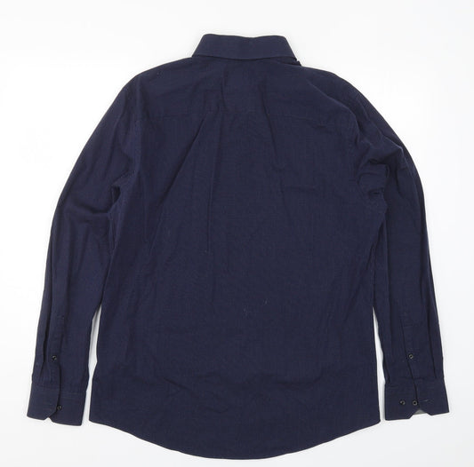 F&F Mens Blue Polka Dot Button-Up Size 16