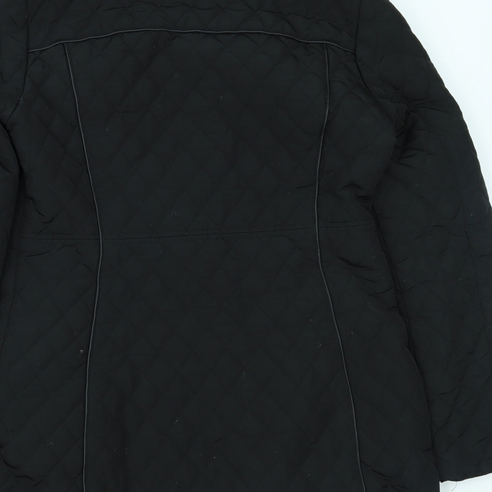 Womens UK Size 10 Preworn Black Overcoat