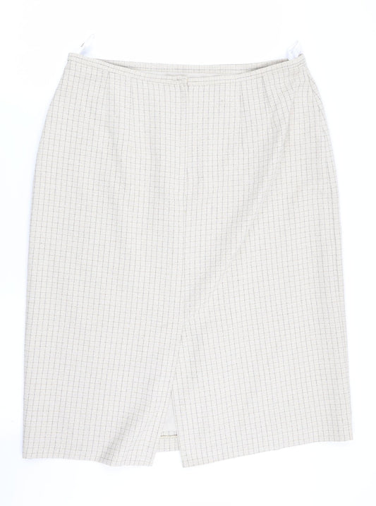 Klass Womens Beige Check  A-Line Skirt Size 18