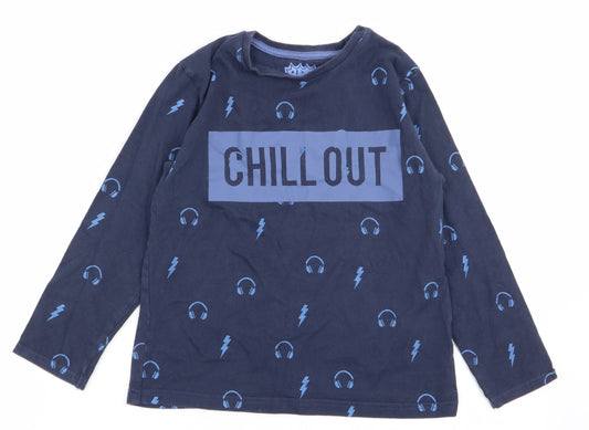 bluezoo Boys Blue Geometric Pyjama Top Size 7-8 Years
