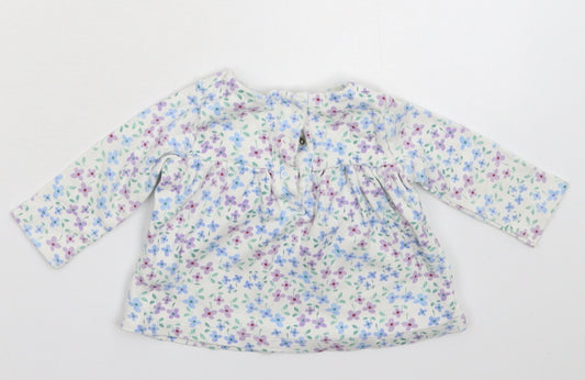 Marks and Spencer Girls White Floral Fit & Flare Size 6-9 Months