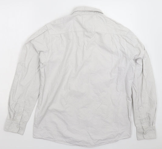 Mens UK Size M Cedar Wood State Grey Button-Up Long Sleeve Casual Shirt