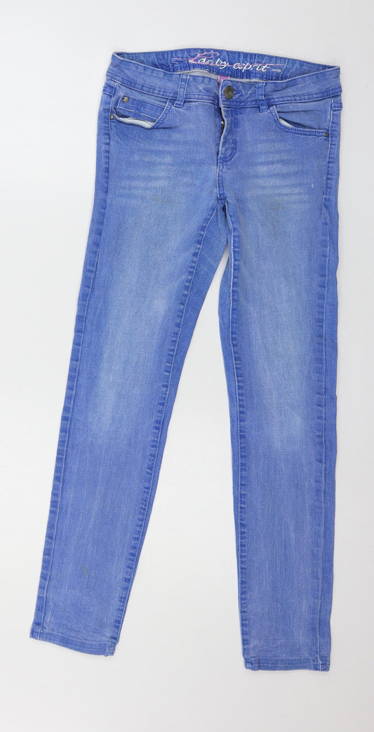 Additional front view of EDC women’s blue denim skinny jeans, size UK 30, in, 28-inch leg