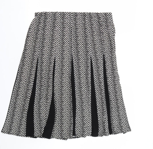 Roz&Ali Womens Black Striped Skater Skirt Size L