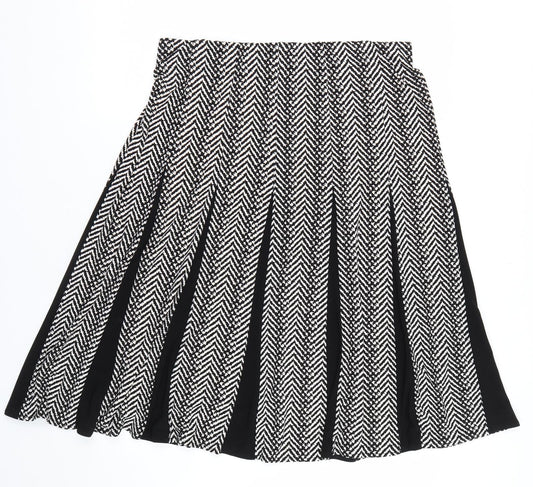 Roz&Ali Womens Black Striped Skater Skirt Size L