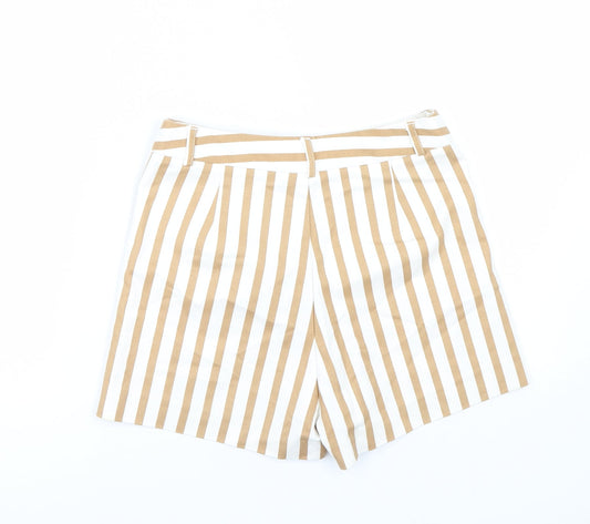 Stradivarius Womens Brown Striped  Paperbag Shorts Size 8