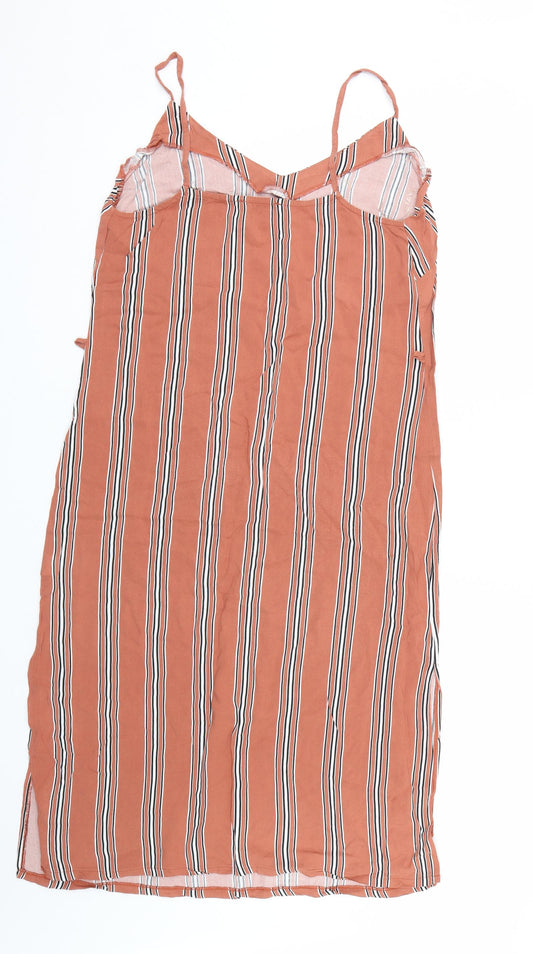 Primark Womens Orange Striped Tank Dress Size 8