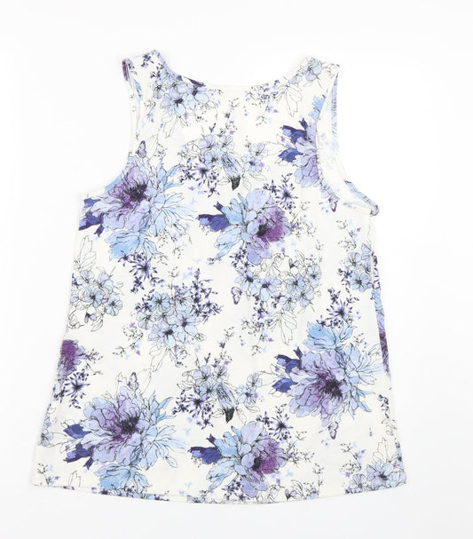 George Womens White Floral Basic Tank Size 10