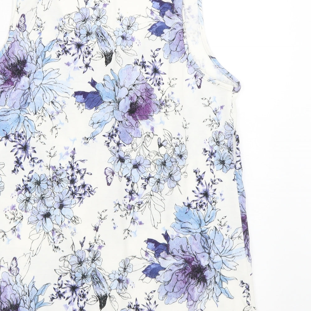 George Womens White Floral Basic Tank Size 10