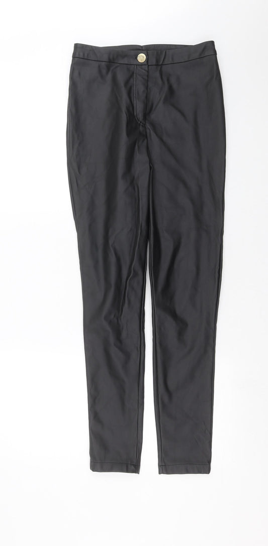 Womens UK Size 10 Missguided Regular Fit Black Trousers