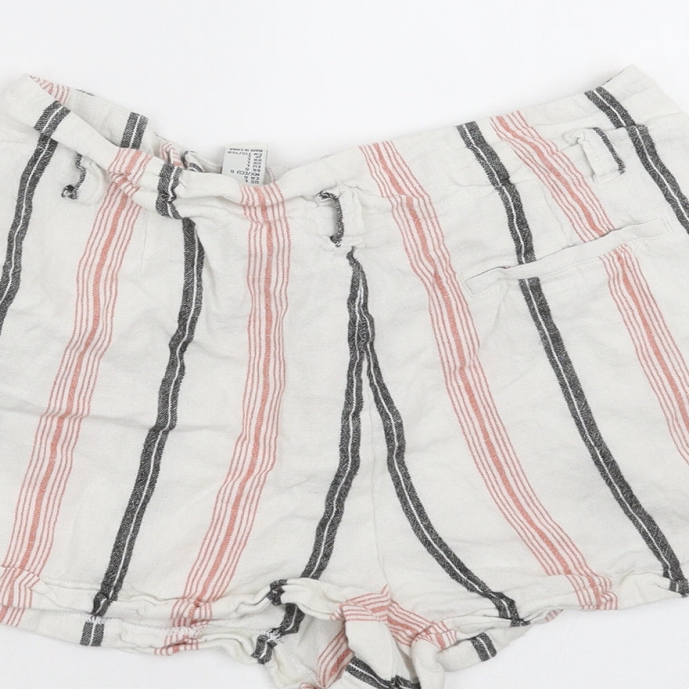 FOREVER 21 Womens White Striped Hot Pants Shorts Size L