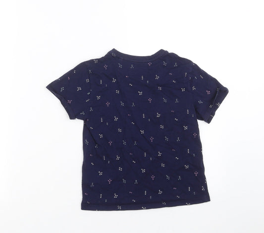 Primark Girls Blue Geometric Basic T-Shirt Size 6-7 Years