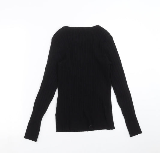 Primark Womens Black Striped Knit Pullover Jumper Size L