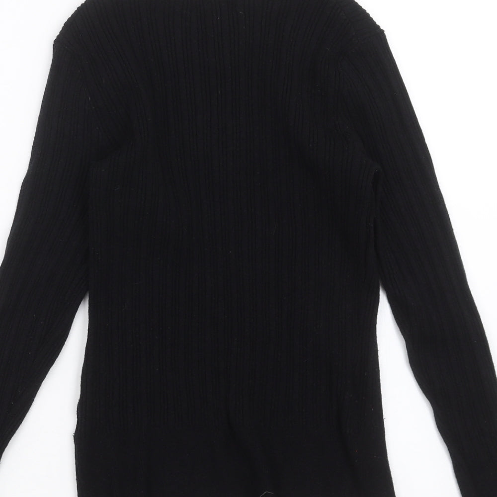 Primark Womens Black Striped Knit Pullover Jumper Size L