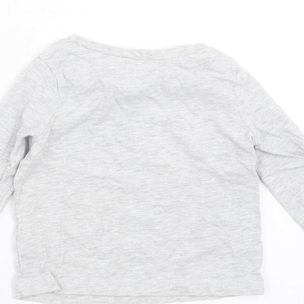 Brand and care label for George Baby Grey Basic T-Shirt, size 12-18, Months - zooming off to sleep