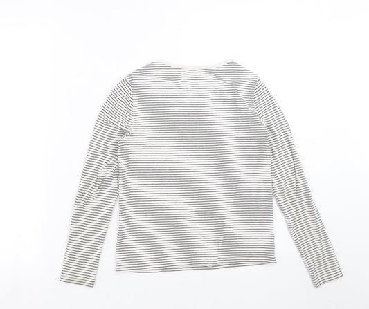 H&M Girls White Striped Basic T-Shirt Size 10-11 Years
